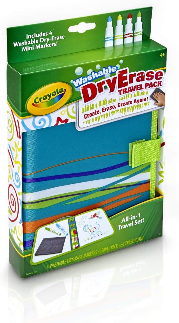 Hot Crayola Washable Dry Erase Travel Pack, Whiteboard for Kids, Ages 4, 5, 6, 7