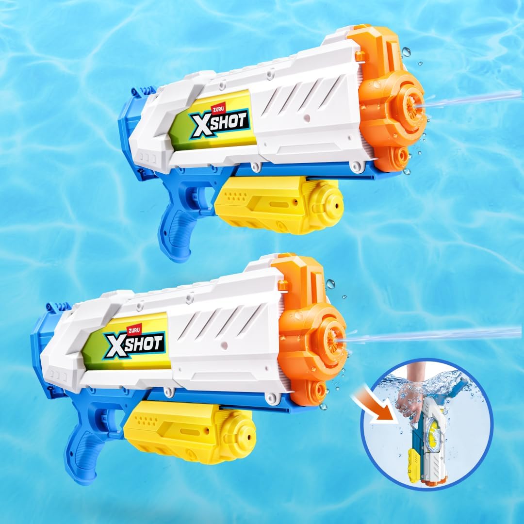 HotXSHOT Water Fast-Fill Medium Water Blaster (2 Pack) by ZURU, Watergun, 2 Pack X Shot Water Blaster (Fills with Water in just 1 Second!)