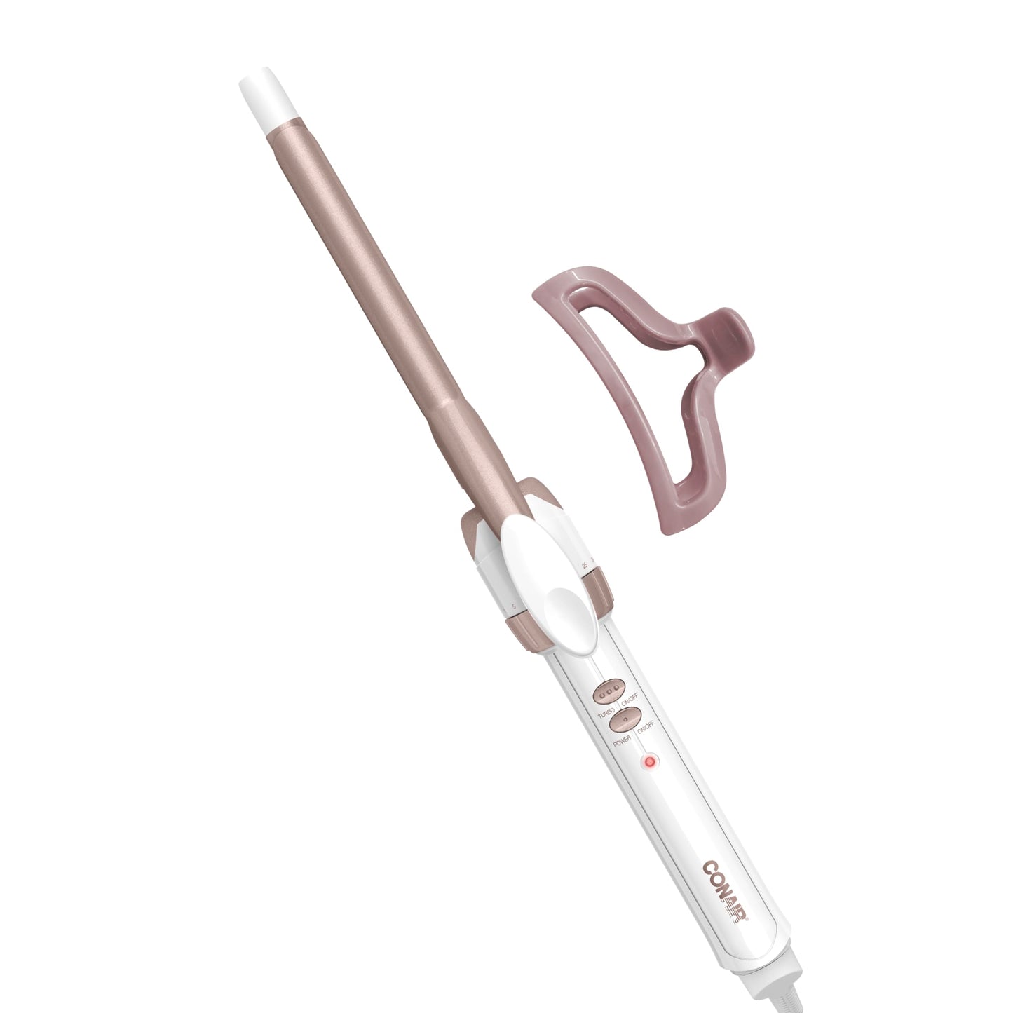HotConair Curling Iron, Double Ceramic, 1 1/2" Barrel, White/Rose Gold | Hair curler and hair waver for medium to long hair with 30 heat settings, built-in heat protection, a cool tip, and auto off