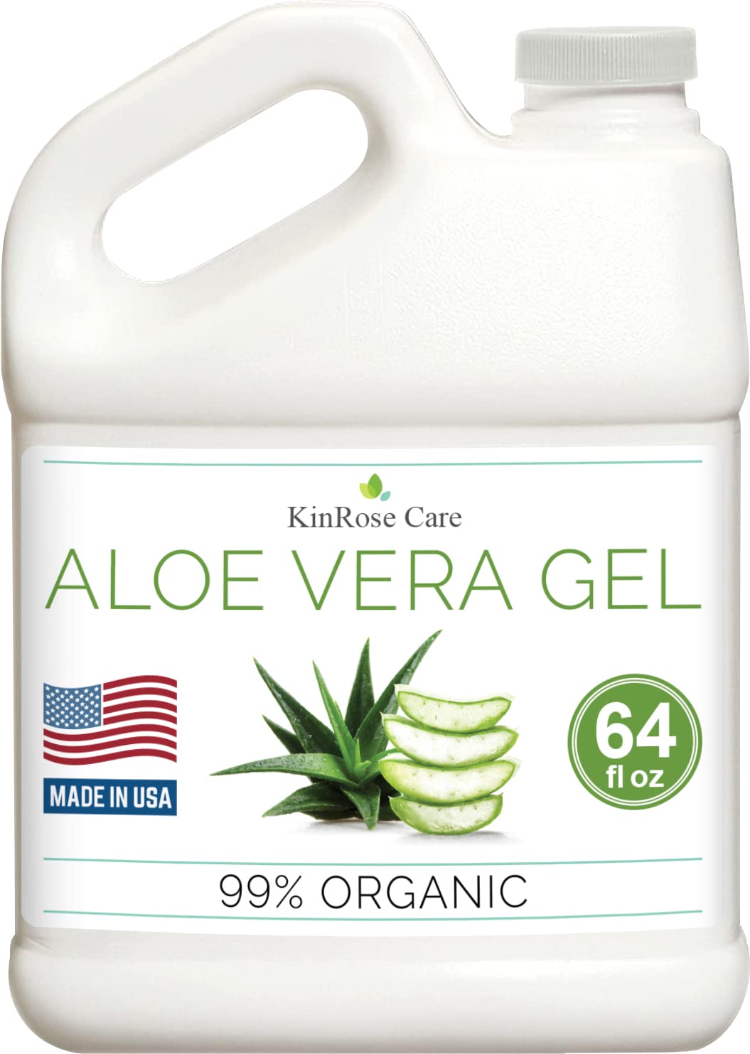 HotKinRose Care, 12oz Aloe Vera Gel for Face, Skin, Hair & Sunburn Relief - From Pure Organic Aloe Vera (99%) - Cold Pressed, Vegan, Unscented - Made in USA.