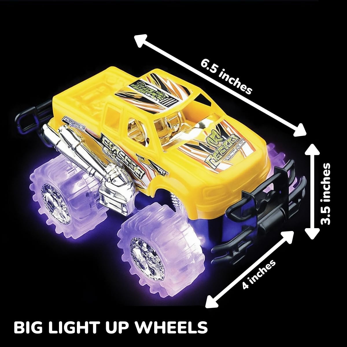 HotLight-Up Monster Truck Toys (2-Pack) – Push-&-Go Cars with Glowing Wheels – Birthday Gift for Toddlers, Boys & Girls Ages 3+ – Durable Friction-Powered Trucks – Batteries Included