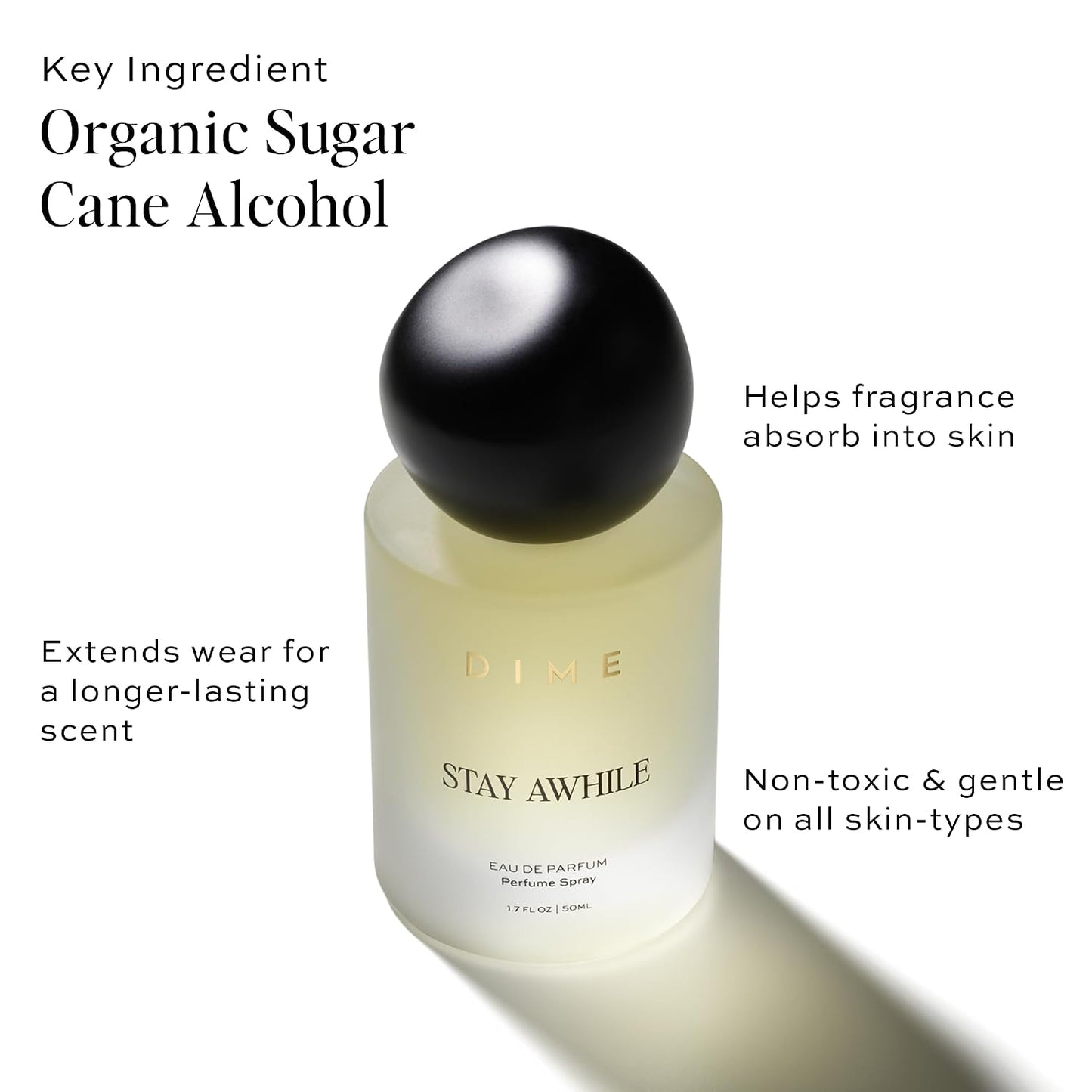 Hot DIME Beauty Stay Awhile Perfume for Women, Warm Gourmand with Toasted Pistachio, Cashmere Musk, and Vanilla Bean Clean, Vegan, Cruelty-Free Fragrance, 1.7 oz / 50 ml