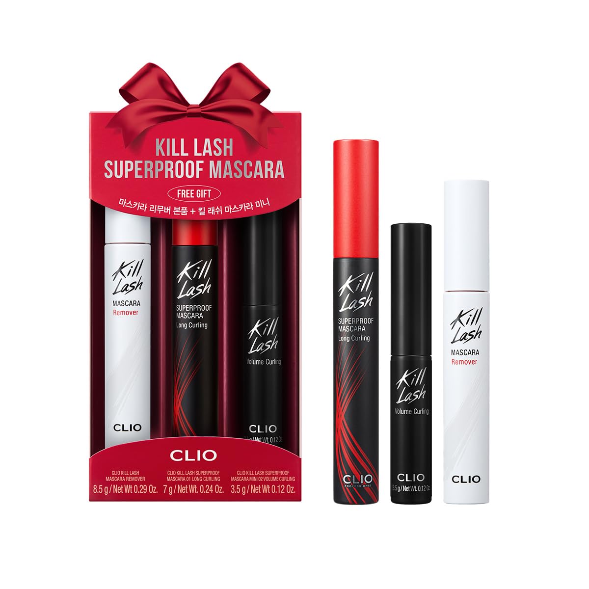 HotCLIO Kill Lash Superproof Mascara, Waterproof Fiber Lengthening for Straight Lashes, Smudge & Flake-Proof, Clump-Free Lash Extension for Lifted Curl, Safe for Sensitive Eyes (001 Long Curling)