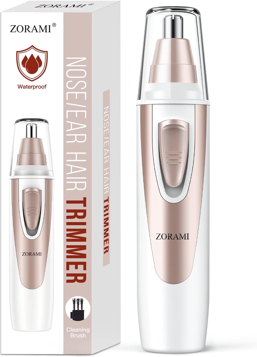 HotEar and Nose Hair Trimmer Clipper - 2026 Professional Painless Eyebrow & Facial Hair Trimmer for Men Women, Battery-Operated Trimmer with IPX7 Waterproof, Dual Edge Blades for Easy Cleansing Pink