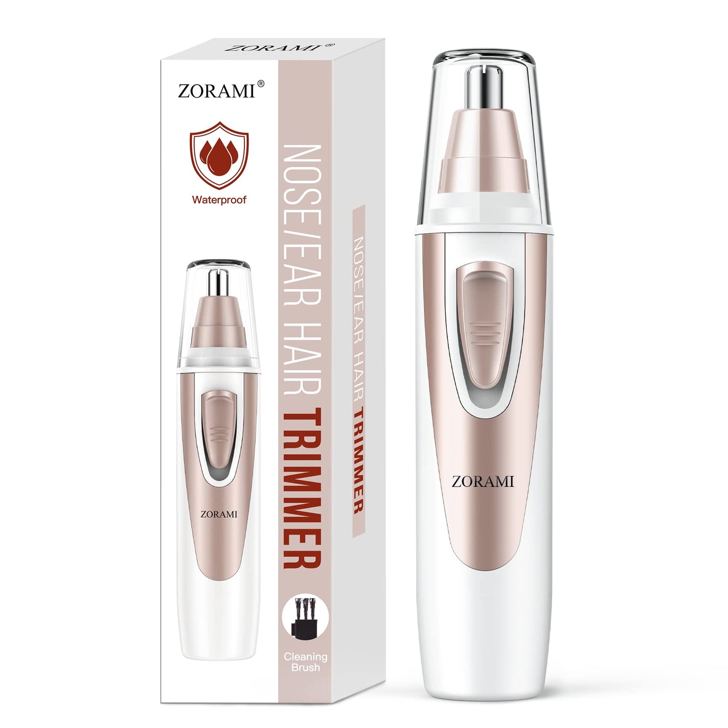 HotEar and Nose Hair Trimmer Clipper - 2026 Professional Painless Eyebrow & Facial Hair Trimmer for Men Women, Battery-Operated Trimmer with IPX7 Waterproof, Dual Edge Blades for Easy Cleansing Pink