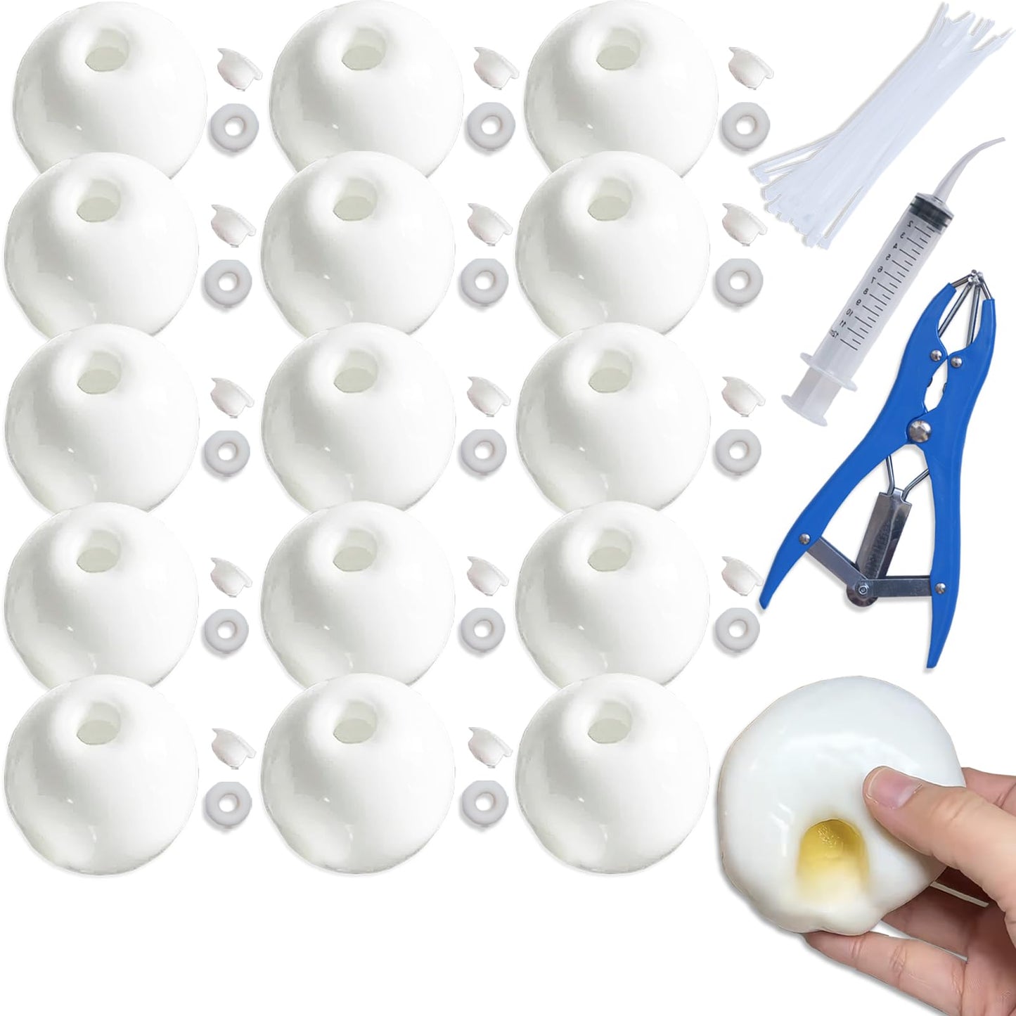 Hot 15pcs DIY Stress Ball Kit – Blank Skins with Air Pump & Expander Tool for Making Pressure Balls, Make Your Own Fidget Pressure Balls (15Transparent)