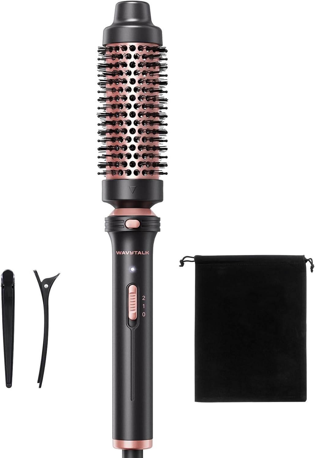 HotWavytalk Thermal Brush 1.5" Detachable Heated Round Brush for Blowout Look | Detachable Brush Head Includes Travel Pouch, Create Voluminous Blowout Look, Tourmaline Ceramic, 2 Temp Settings Dual Voltage