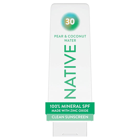 HotNative Mineral Sunscreen Lotion SPF 30, Pear & Coconut Water Scent, with 100% Mineral Zinc Oxide for Face & Body, Hawaii Compliant, Vegan, No White Cast - 7 oz