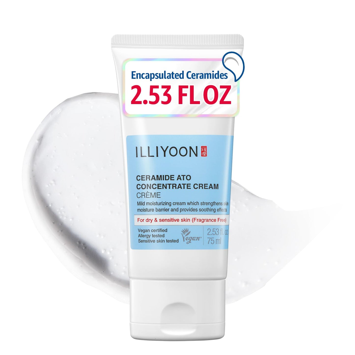 HotIlliyoon Ceramide Ato Concentrate Cream | Moisturizer for Dry & Sensitive Skin, 100hr Lasting Hydration, For Face & Body, Gentle for Infants, Moisture Barrier Repair, Vegan Certified, 6.76 fl.oz.