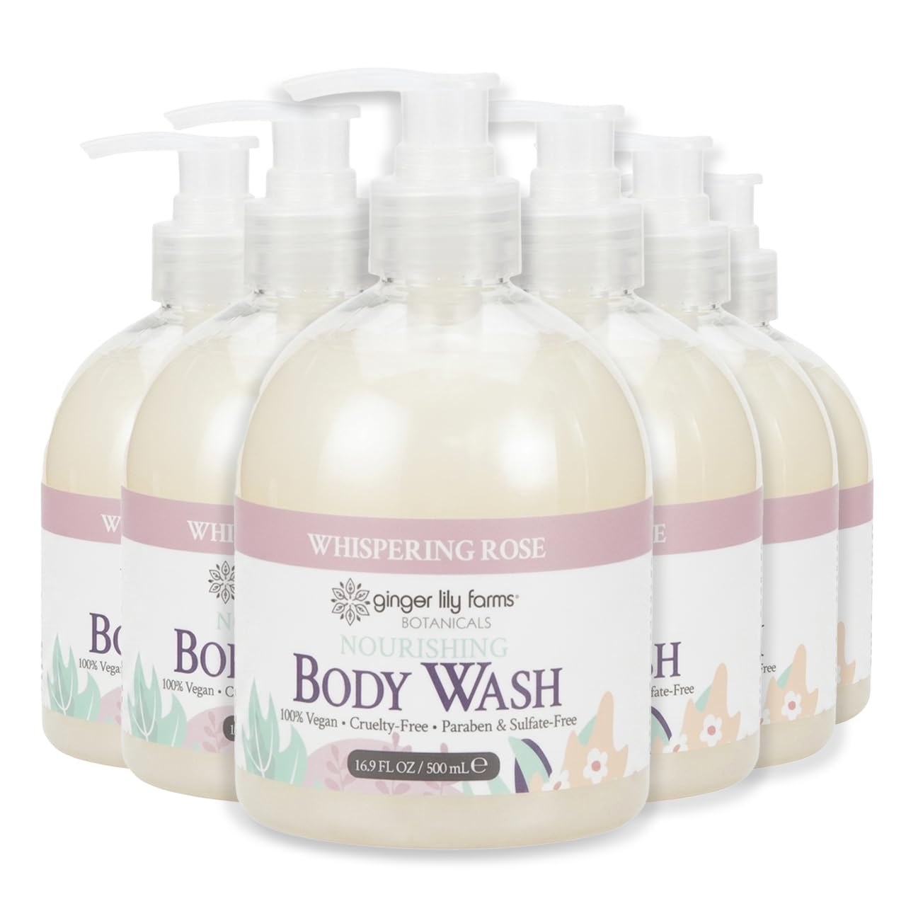 HotGinger Lily Farms Botanicals Nourishing Body Wash, Island Tranquility, 100% Vegan & Cruelty-Free, Green Tea Lemongrass Scent, 1 Gallon Refill (128 fl. oz.)
