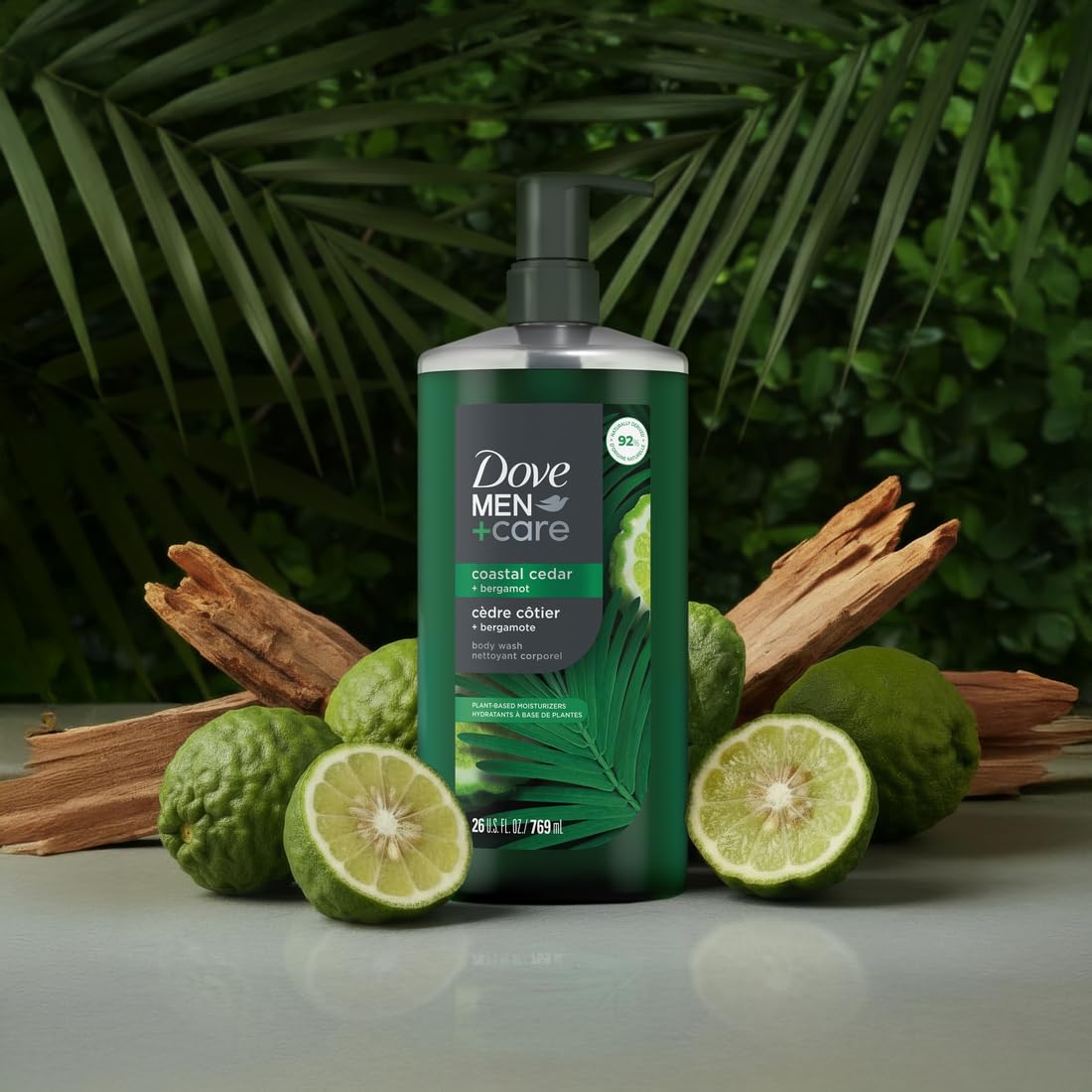 HotDOVE MEN Body Wash, Coastal Cedar + Bergamot, Moisturizing for Men, 26oz