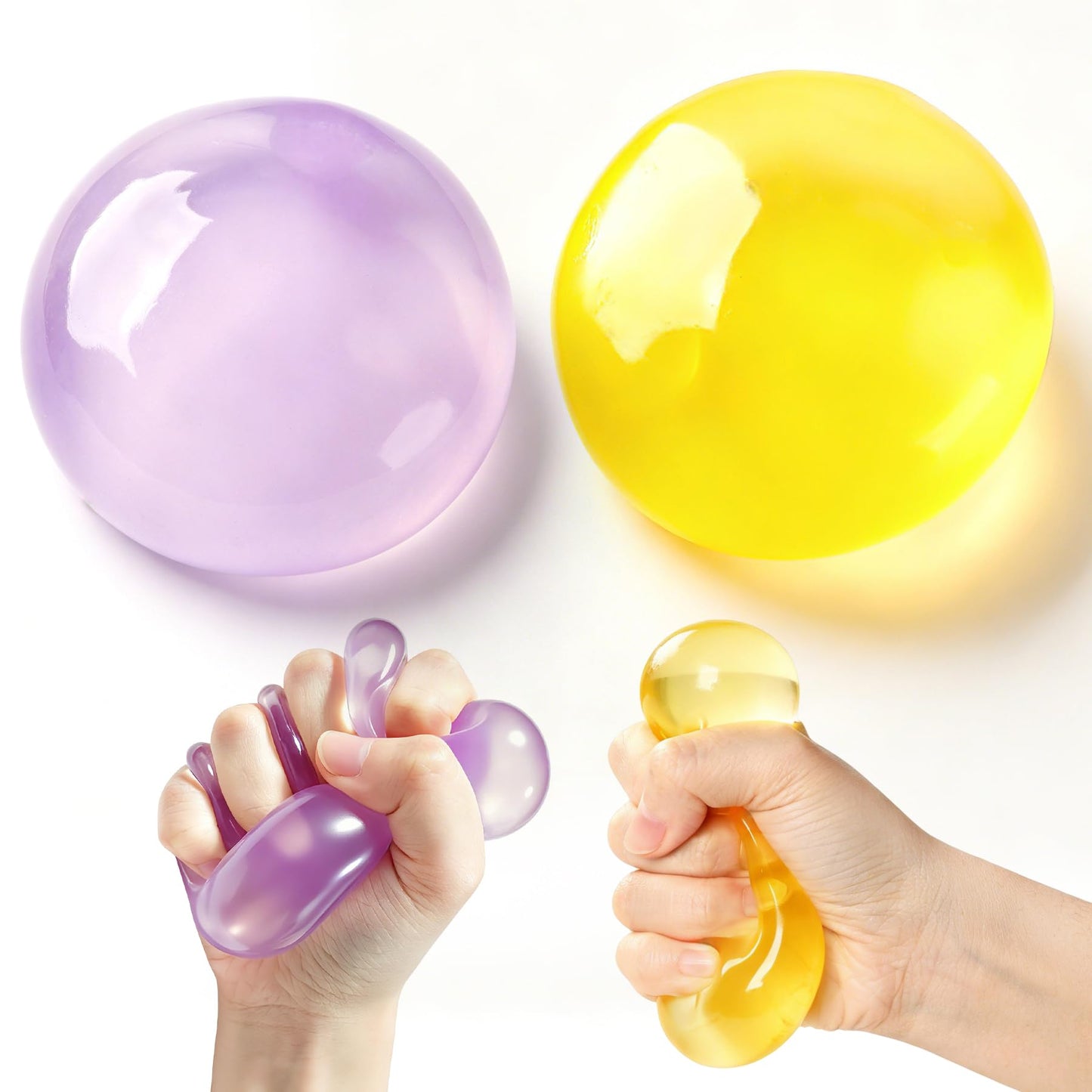 Hot 2 PCS Coconut Oil Squishy – Formable No-Rebound Stress Relief Balls, Sensory Fidget Toys for Study Work & Relaxation, Calming Desk Decor Anxiety Relief Gifts for Kids & Adults(Blue+Pink)