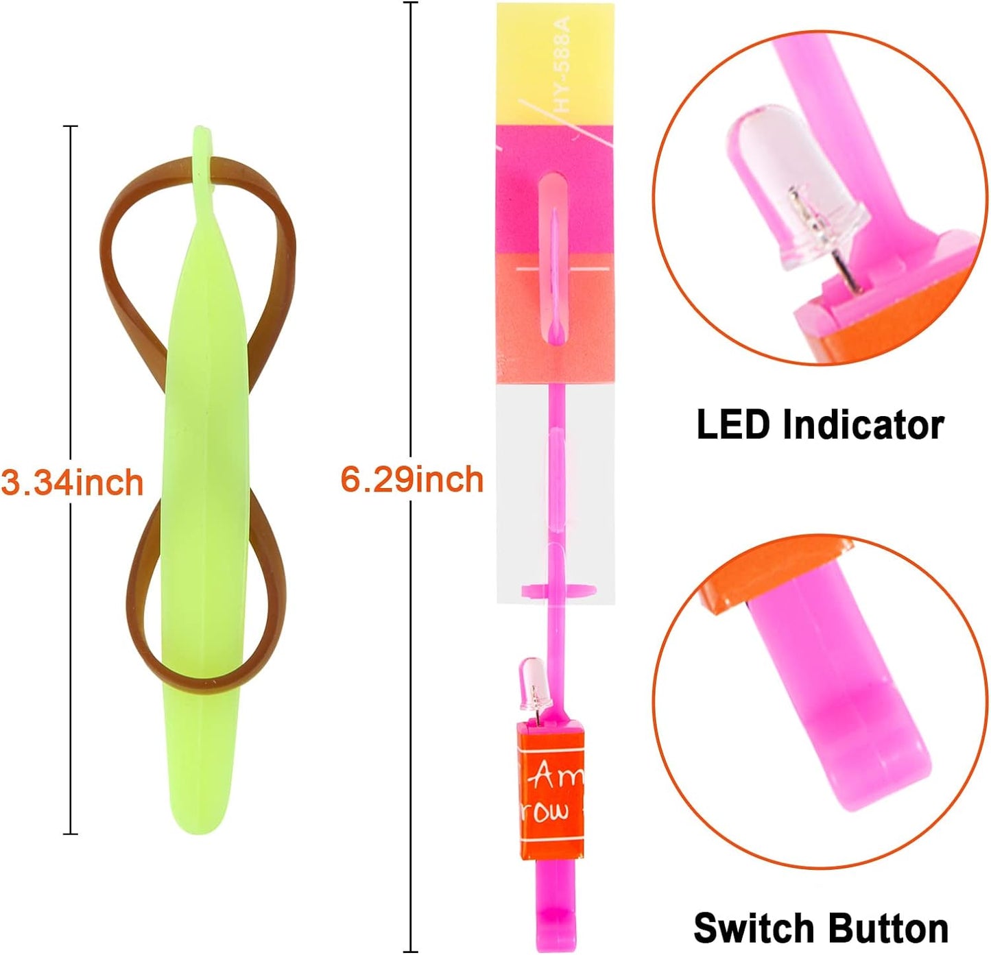 Hotlpvoqpth 25 Sets LED Flying Set, 25 Slingshot+25 Glow Helicopter-50 Pcs, Flying Toy Outdoor Toys Glow in the Dark Party Supplies Party Favors for Kids 8-12,4-8