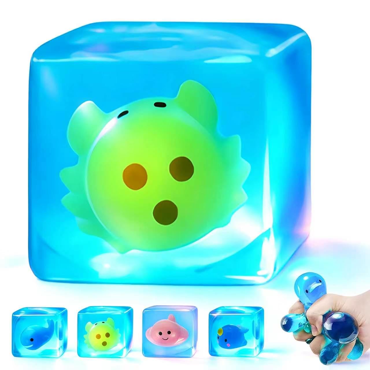HotIce Cube Cube Fidget Toys - Sensory Toys for Adult with Real Sea Shells, Squishy Fidget Toy for ADHD, Anxiety Relief | Non-Toxic Squeeze Ball for Focus & Calm for School, Office