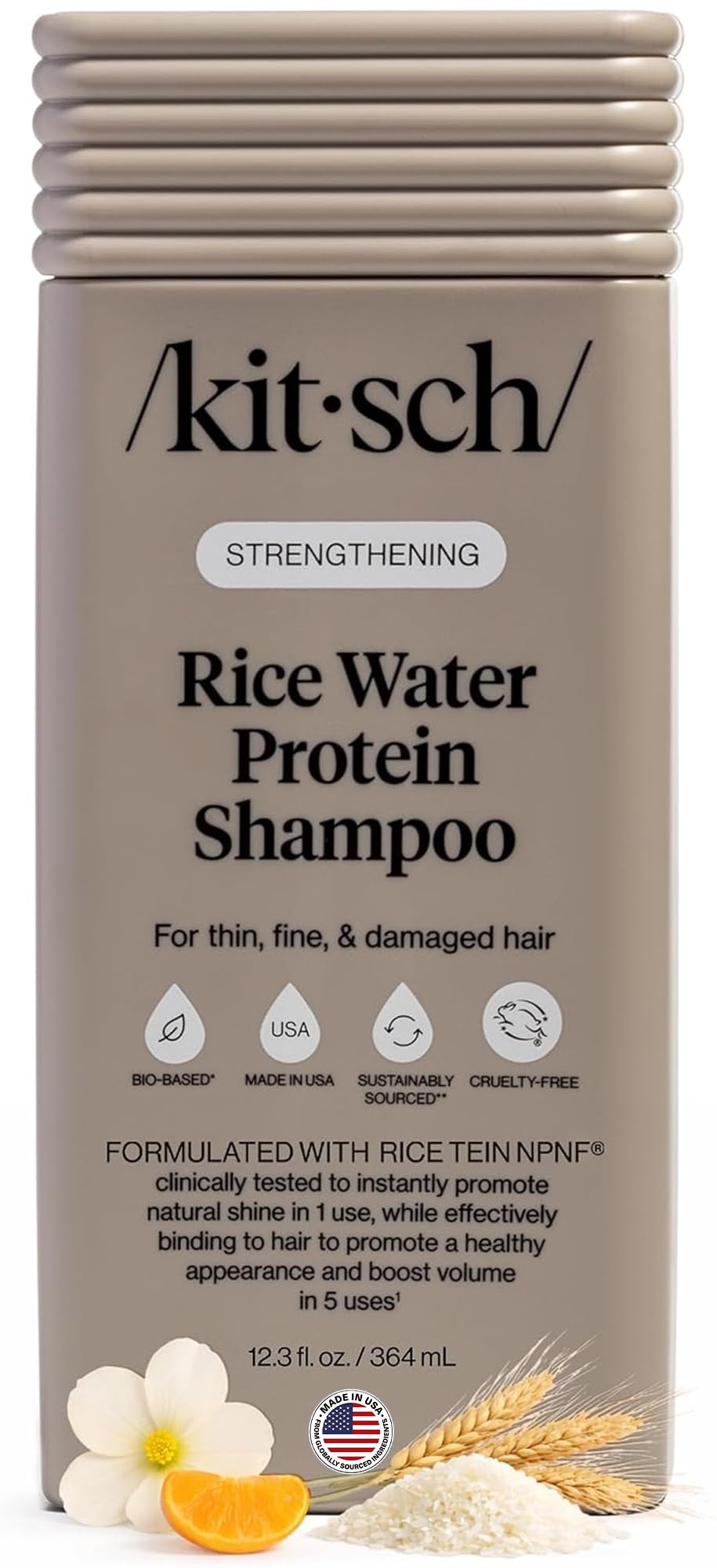 HotKitsch Strengthening Rice Water Shampoo for Hair Growth – 12.3 oz | Volumizing Shampoo for Women & Men – Hair Care for Thin, Fine & Damaged Hair – Paraben, Silicone & Sulfate Free