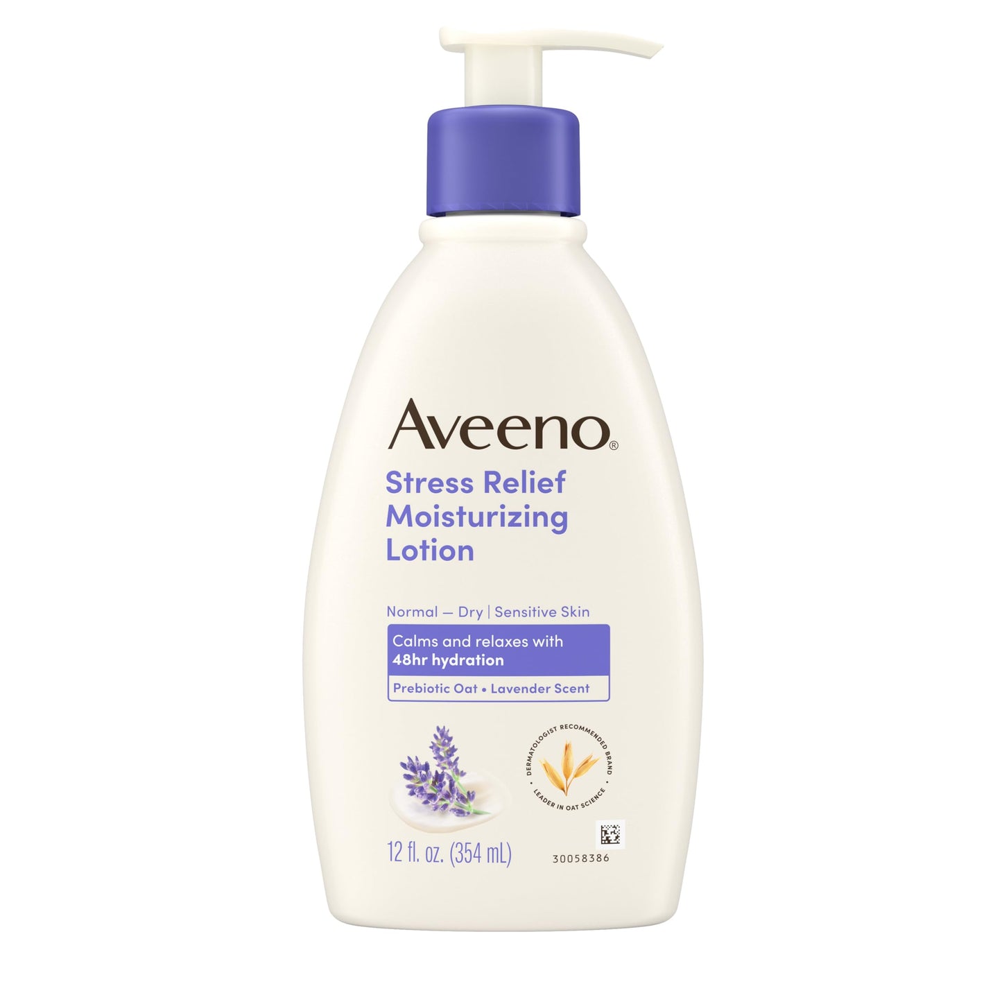 HotAveeno Stress Relief Moisturizing Body Lotion, Lavender Scent with Prebiotic Oat for Sensitive Skin, Lightly Scented Lotion with 48-Hour Hydration, Fast Absorbing, Non-Greasy, Value Size 33 Fl Oz