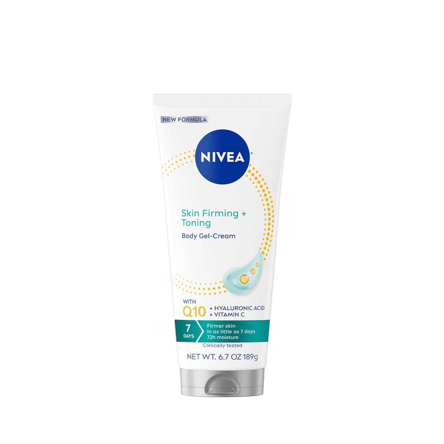 HotNIVEA Skin Firming & Toning Body Gel Cream with Q10, Hyaluronic Acid and Vitamin C, Clinically Tested Skin Firming & Toning Cream, 72-Hour Moisture, 6.7 Oz Tube