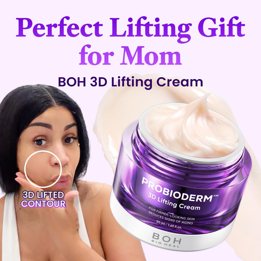 HotBIOHEAL BOH Probioderm 3D Lifting Cream 1.7 fl oz - Cardi B's Advanced Korean Facial Night Cream with 17-Peptide Complex & Probioderm for Face and Neck, Butter-Rich Texture for Perfect Slugging