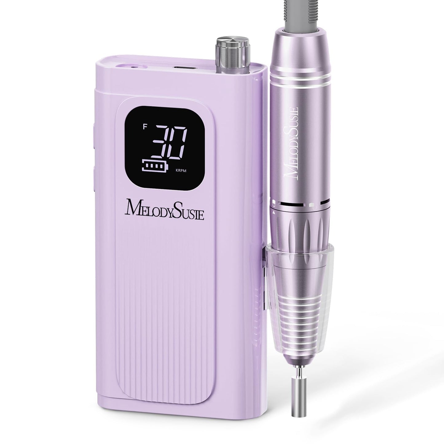 HotMelodySusie Rechargeable Clip-On E-File SC300F for Gel Polish Removal | 30000RPM; 5100mAh Battery; 9-13h Runtime; LED Display; Stepless Speed; Low Heat; Low Vibration; Nail Prep