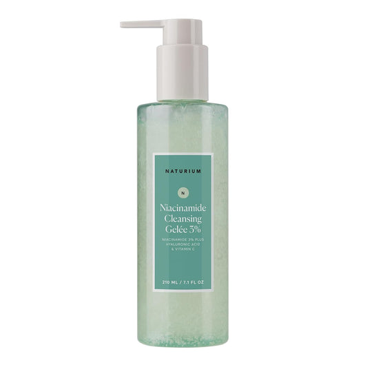 HotNaturium Niacinamide Cleansing Gelée 3% Plus Hyaluronic Acid & Vitamin C, Gentle & Smoothing Face Wash, 7.1 oz