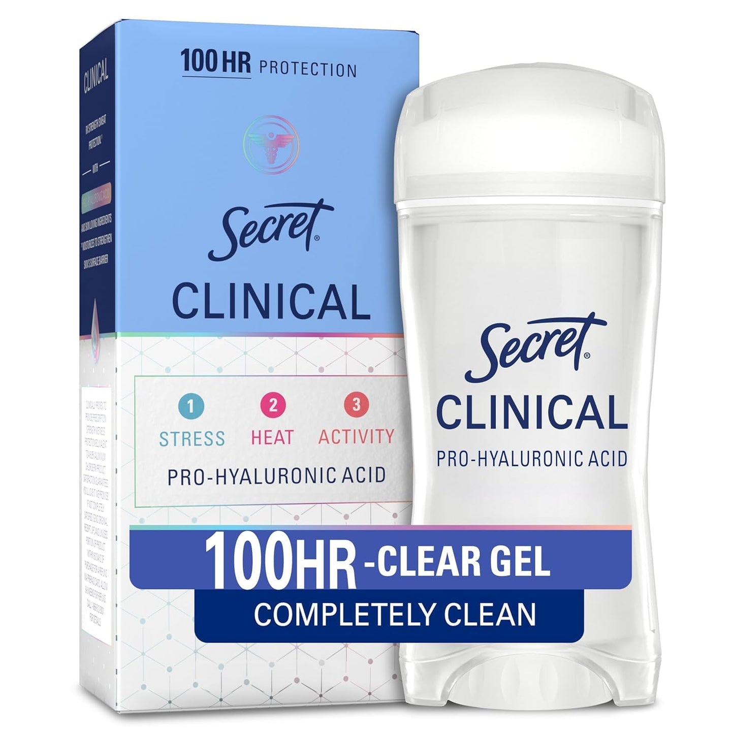 HotSecret Clinical Strength 100HR Sweat & Odor, Clear Gel Antiperspirant Deodorant for Women, 3X Stress Protection with Hyaluronic Acid, PH Balancing Minerals, Clear Lavender Scent, 2.6 oz