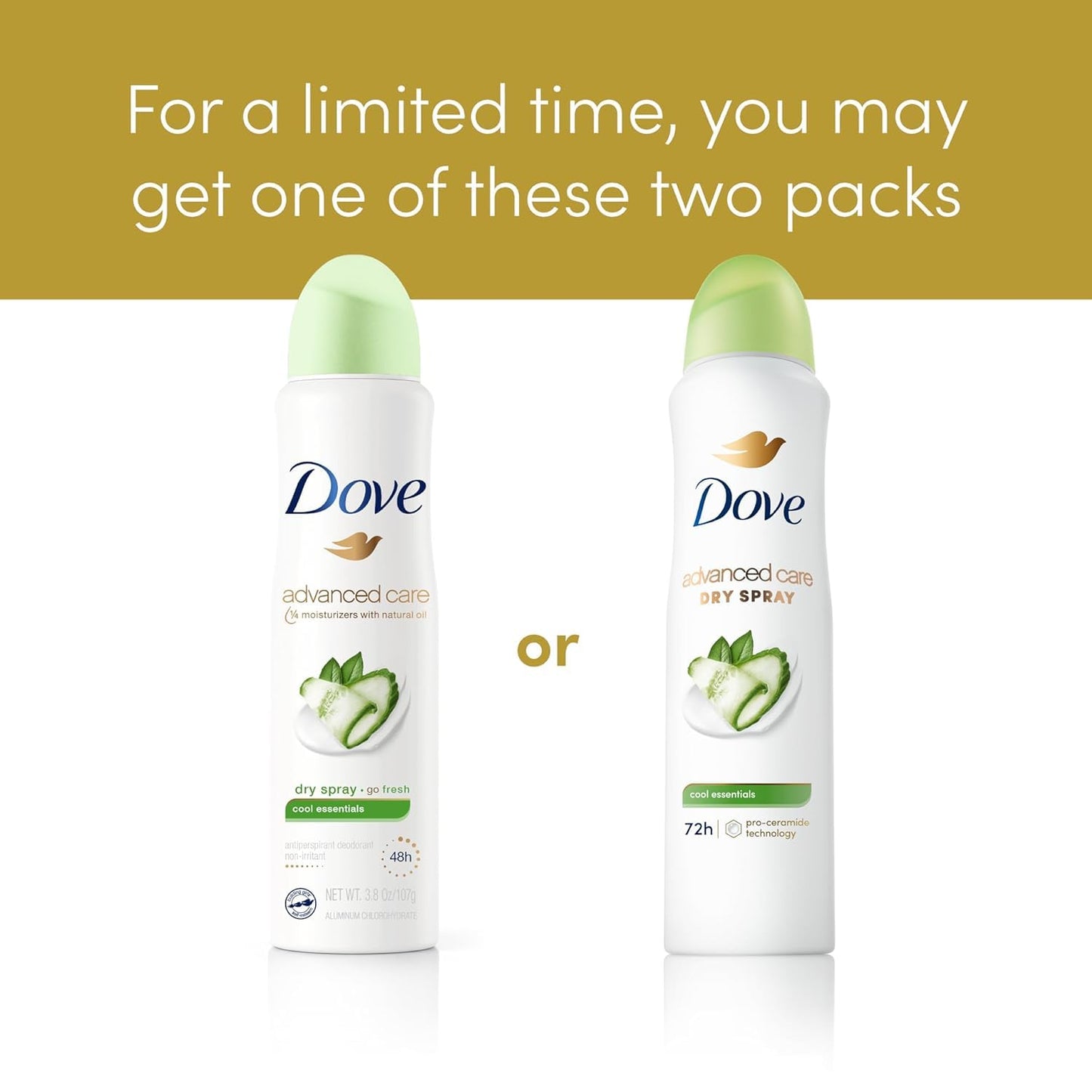 HotDove Advanced Care Antiperspirant Deodorant Dry Spray Cool Essentials 3 Count for Helping Your Skin Barrier Repair After Shaving with Pro Ceramide Technology 3.8 oz