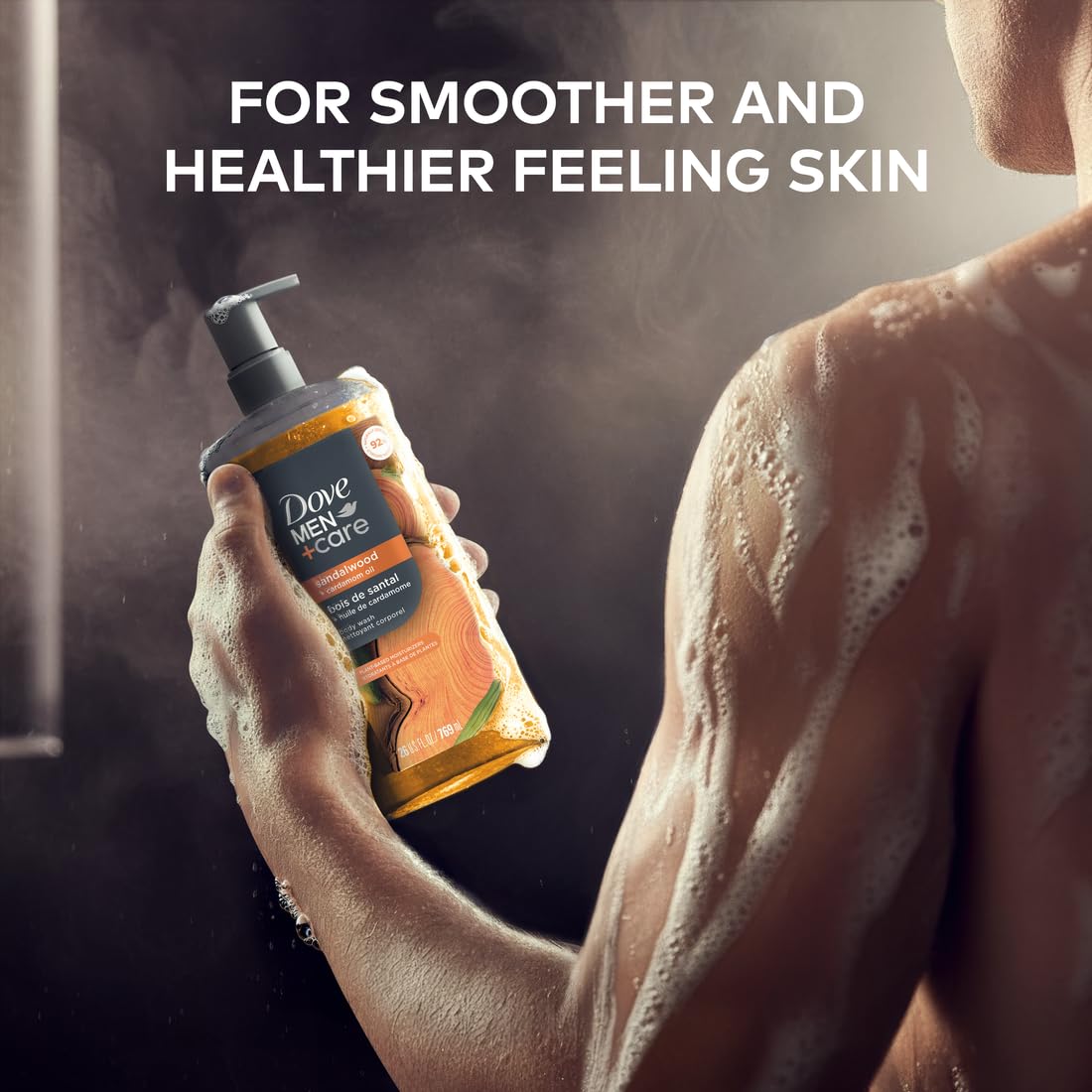 HotDOVE MEN Moisturizing Body Wash for Men, Sandalwood + Cardamom Oil, 26oz