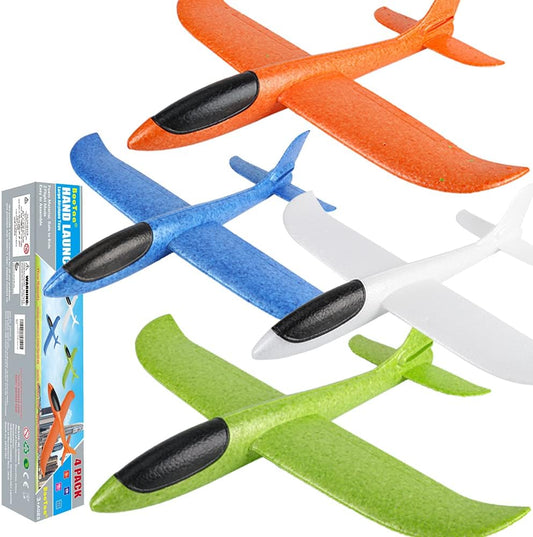 Hot BooTaa 4 Pack Airplane/Flying Toys, 17.5" Large Throwing Foam Plane/Gliders, 2 Flight Mode, Birthday Gifts for Girls Kids 3 4 5 6 7 8 9 10 11 12 Year Old Boys,Outdoor Sport Game Toys