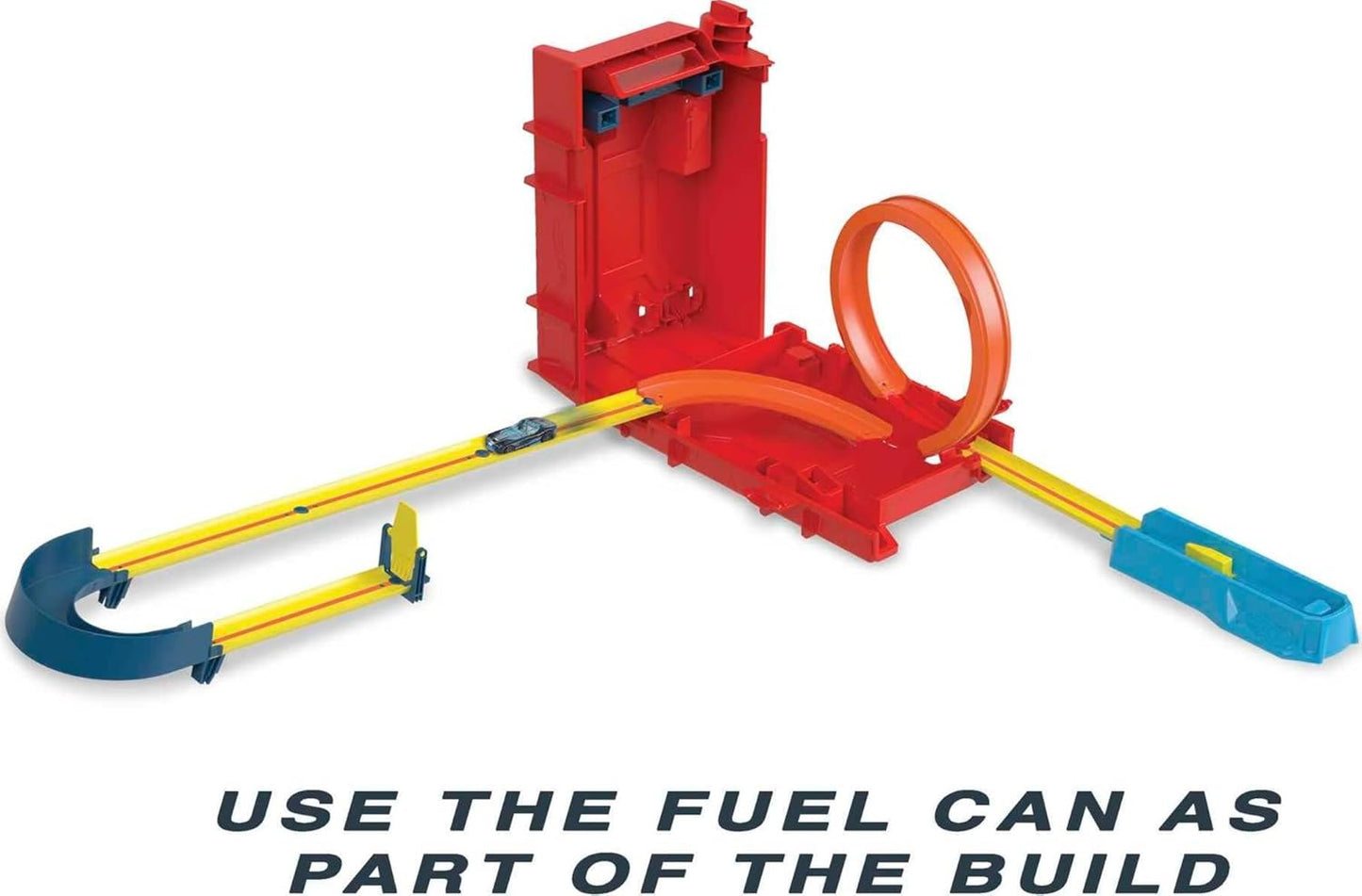 HotHot Wheels Track Builder Unlimited Fuel Can Stunt Box Playset & Car | Portable Track Set in a Container that Looks like a Gas Can, 14 Component Parts & 1:64 Scale Toy Vehicle
