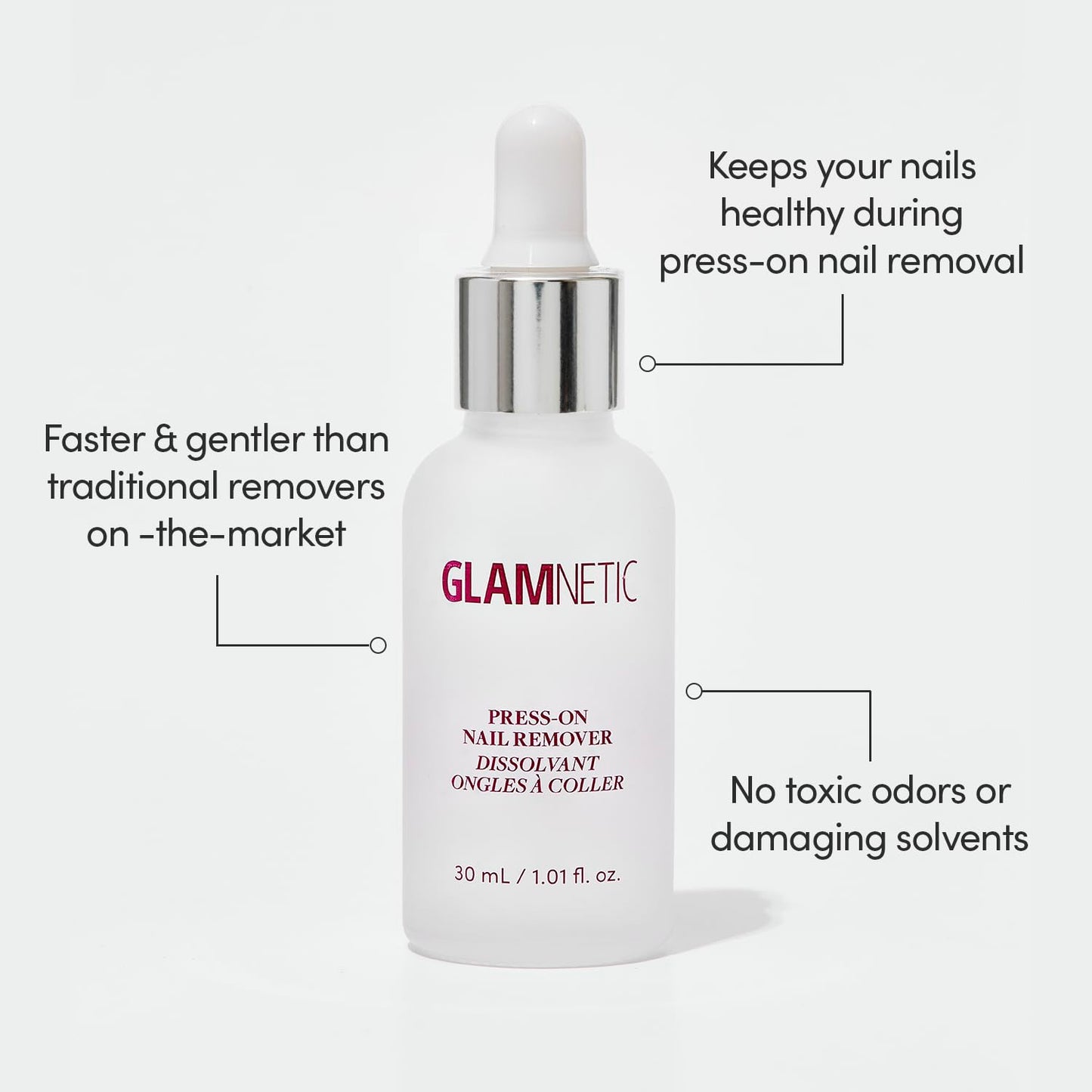 HotGlamnetic Press On Nail Remover | Odorless, No Acetone, Gentle Press-On Nail Remover Serum for Fake Nails | 30 ml/1.01 fl. oz.