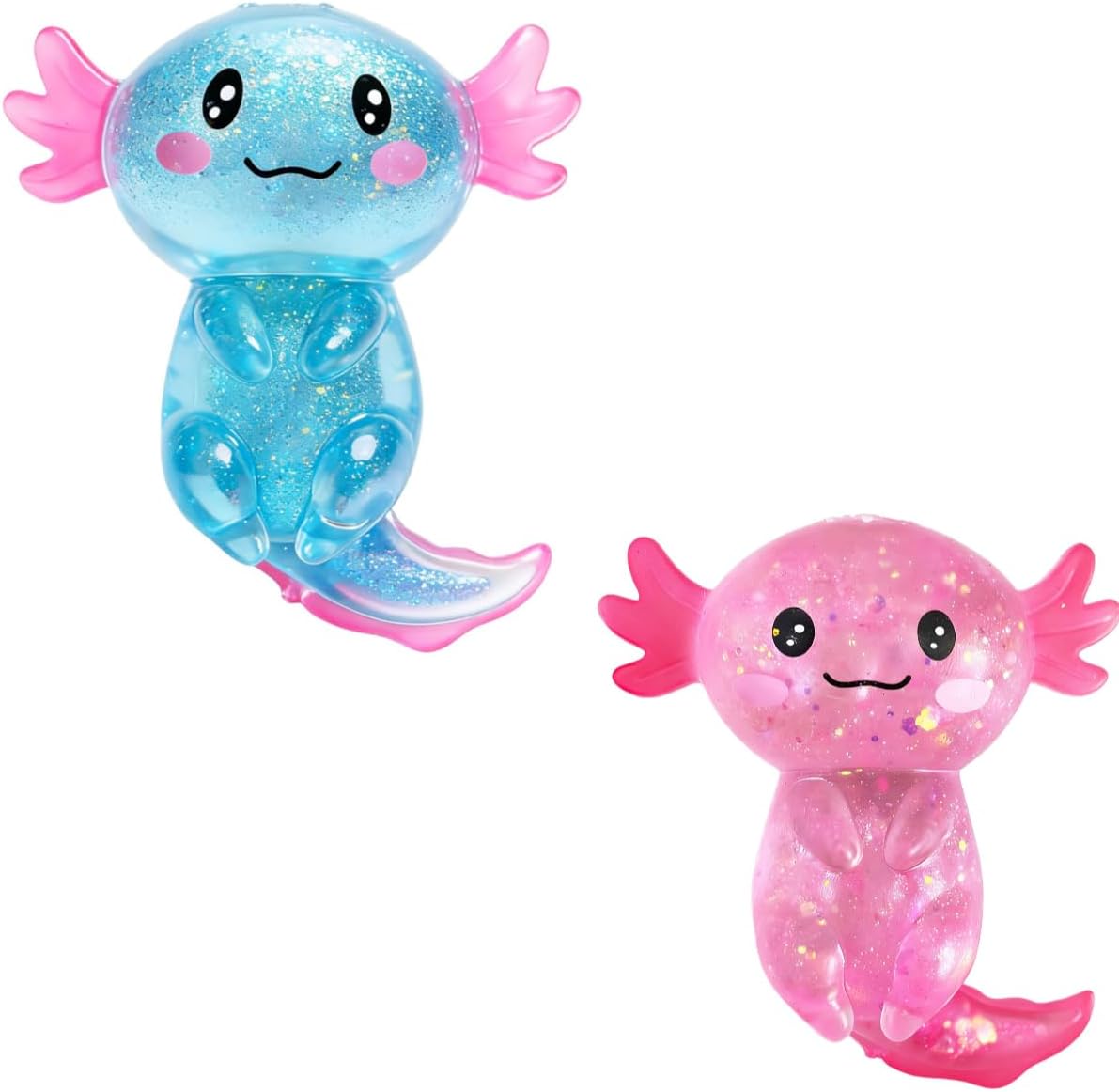 Hot2 Pcs Axolotl Squishy Stress Relief Toy, Stretchy Axolotls Stress Soft Squeeze Sensory Fidget Toys for Kids Adults, Cute Axolotls Squishies Party Favors Classroom (BluePink)