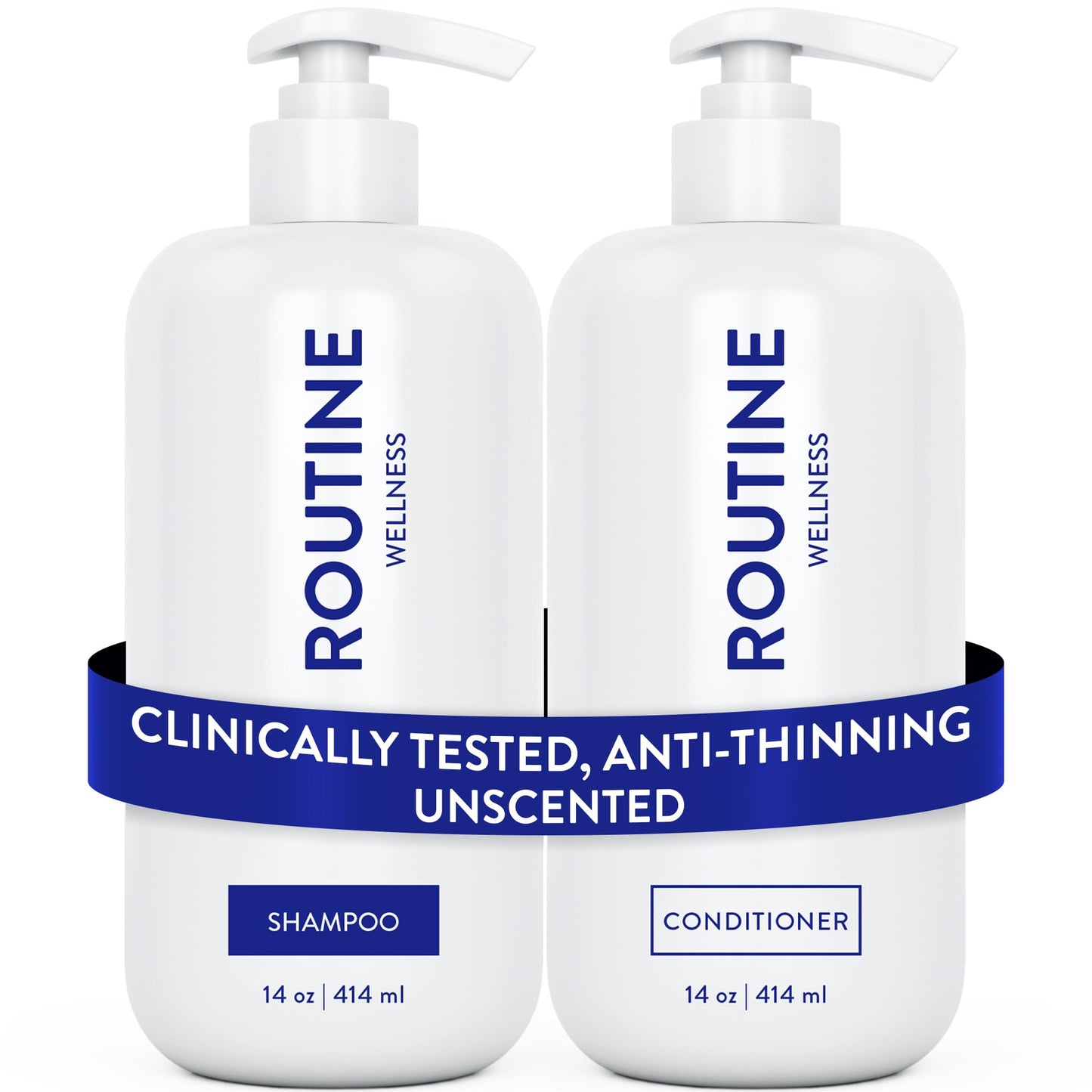 HotRoutine Wellness Anti-Thinning Shampoo & Conditioner - Rose Hips | Clinically tested shampoo for thinning hair with biotin, pea peptides, saw palmetto oil, color safe, sulfate free
