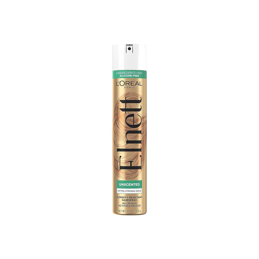 HotL'Oreal Paris Elnett Unscented Hairspray, up to 72-Hour Extra Strong Hold Formula with Humidity Resistant Frizz Control, Hairspray with Soft, Brushable Finish, 11 oz | (Packaging May Vary)