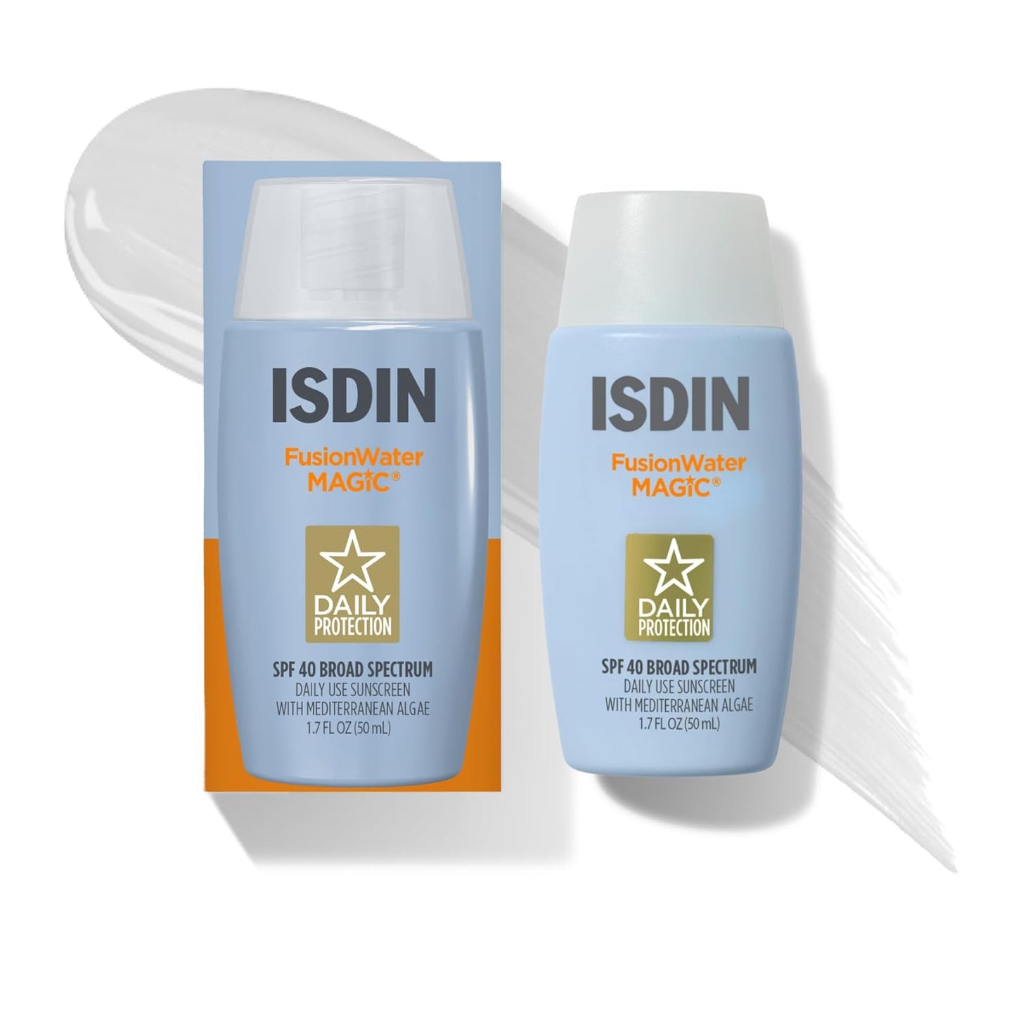 HotISDIN Fusion Water MAGIC SPF 40, Lightweight Sunscreen For Face with Hyaluronic Acid and Vitamin E, Ideal for Daily Use, Dermatologist Recommended, Fast Absorbing and Non-Comedogenic