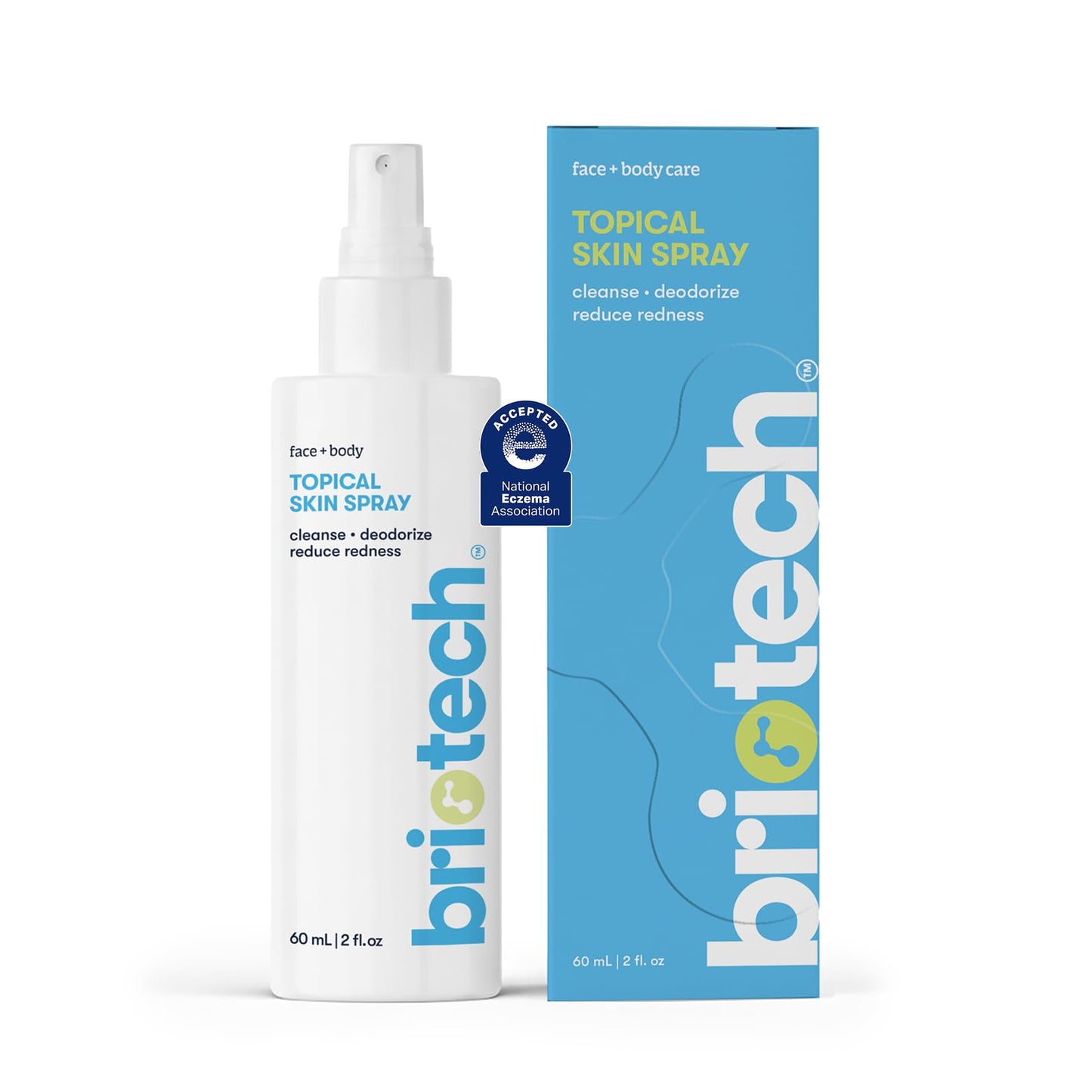 HotBRIOTECH Topical Skin Spray, Hypochlorous Acid Spray for Sensitive Skin, HOCl Facial Mist, Full Body Support Against Irritation, Calm Redness, Soothe Foot & Scalp, 8.5 oz (1 Pack)