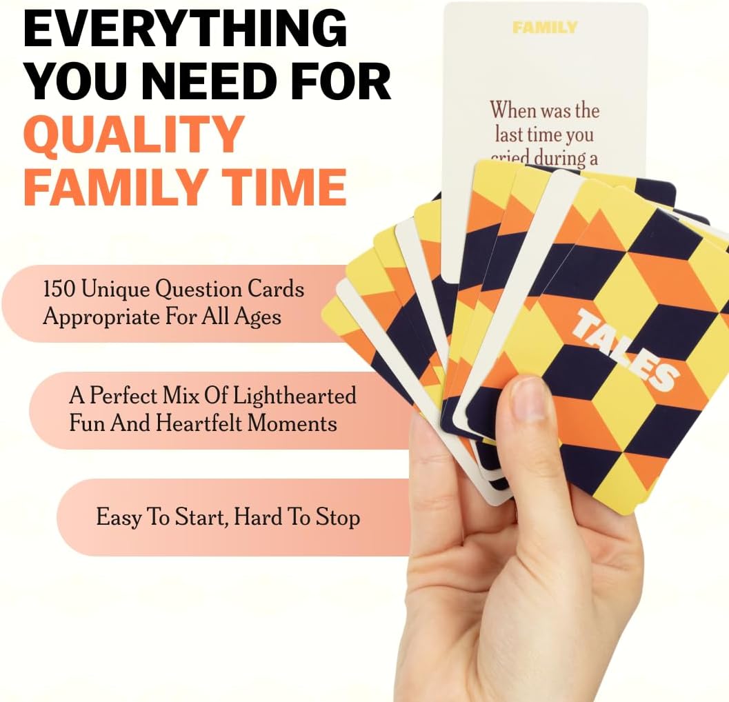 HotTALES 150 Conversation Cards, Perfect for Dinners, Road Trips, Classrooms & Game Nights, Gifts & Gatherings, Conversation Starters to Spark Creativity (Family Edition)
