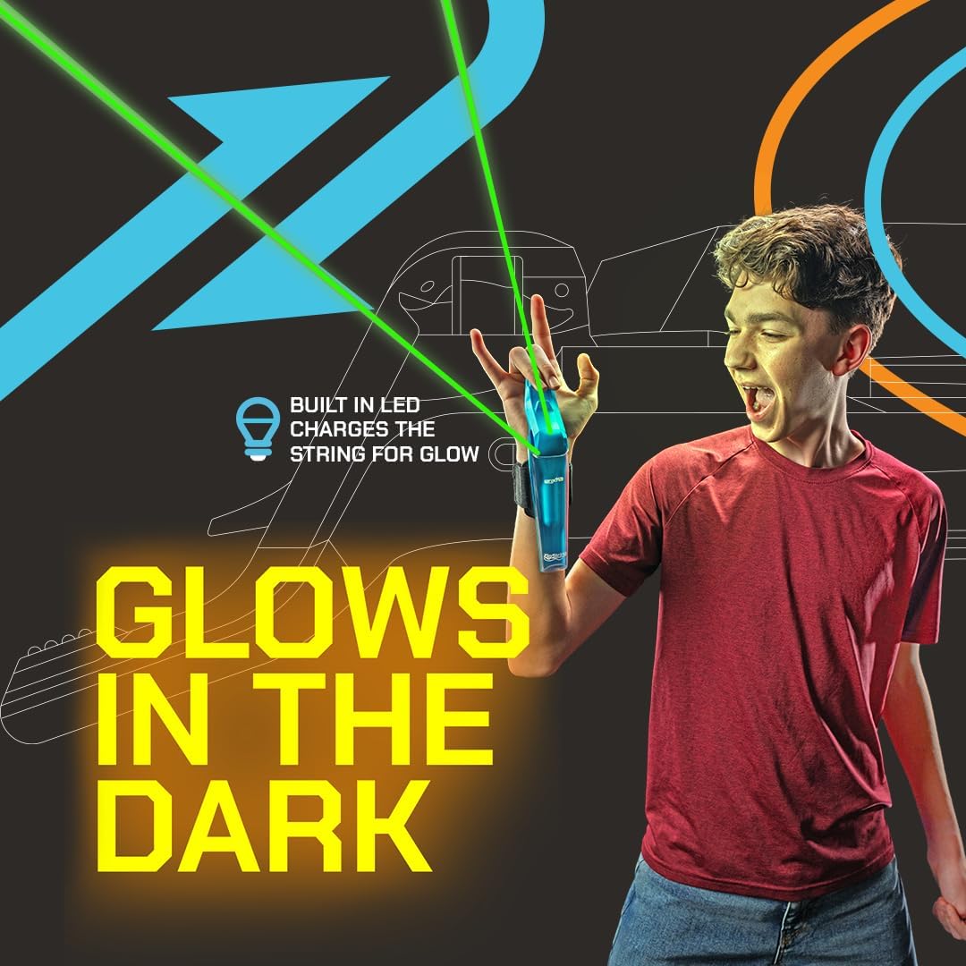 HotZipString Aracna Glow-in-the-Dark Webshooter – Superhero String Launcher Toy for Kids, Teens & Adults – Patented, Reloading, Durable & Viral Web Shooting Action Toy for Endless Tricks & Epic Battles | For Kids, Teens & Adults, Patented, Reloading, Dura
