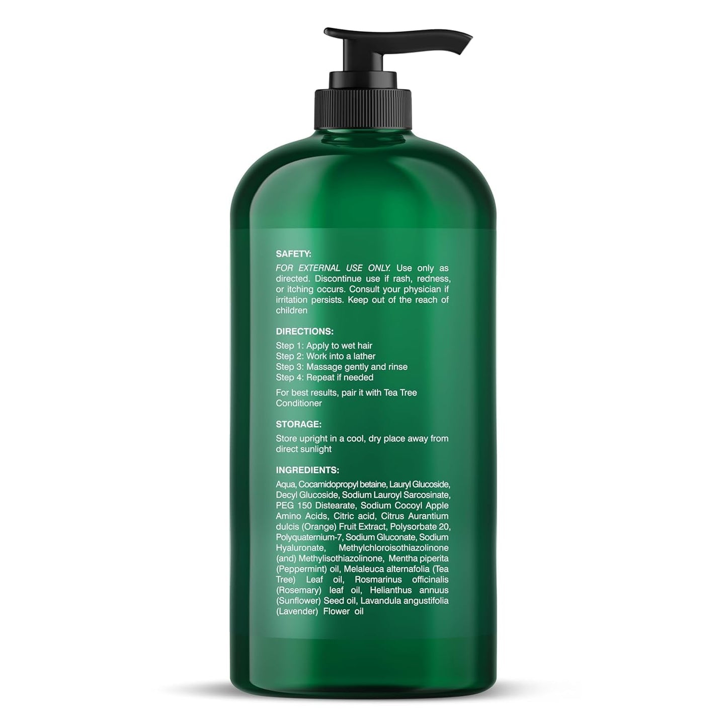 HotBotanic Hearth Tea Tree Shampoo, Vitamin C, Peppermint, Lavender and Rosemary Oil, Fights Dandruff and Dry Scalp, 16 fl oz