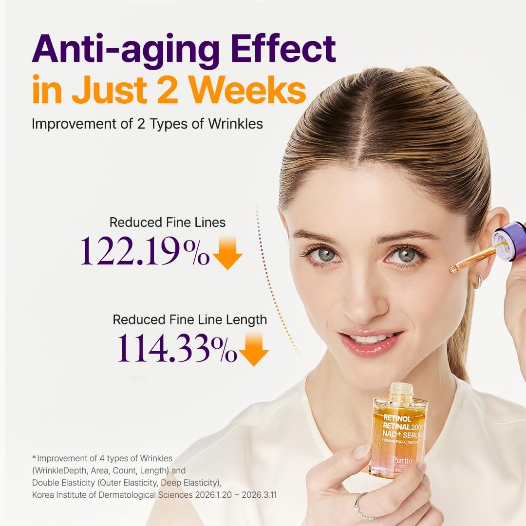 HotPURITO Retinol 0.1% + Retinal 0.1% Anti-Aging Facial Serum | for Wrinkles, Fine Lines & Firmer Skin | Dual Retinoids with NAD+, Improve Elasticity & Skin Texture | Korean Skincare, 30mL 1.01 fl.oz