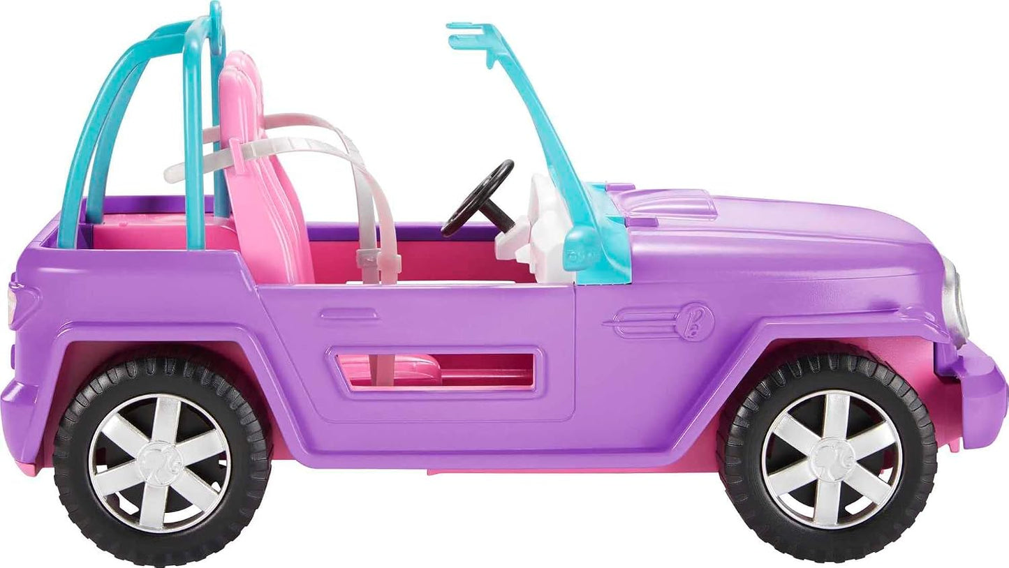 Hot Barbie Off-Road Vehicle, Purple with Pink Seats and Rolling Wheels, 2 Seats, Gift for 3 to 7 Year Olds