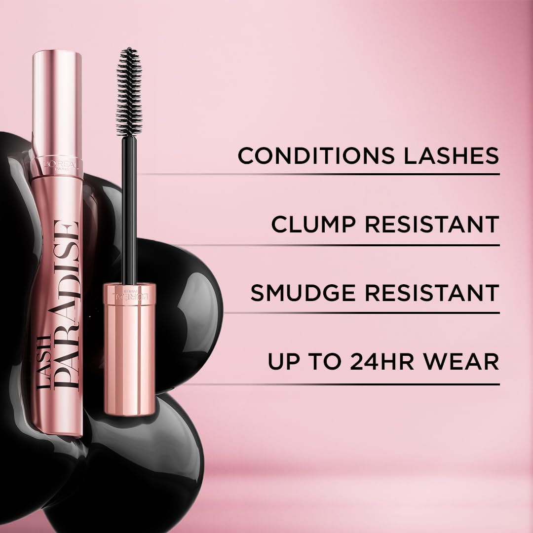 HotL'Oreal Paris Makeup Voluminous Lash Paradise Mascara, Voluptuous Volume, Intense Length, Feathery Soft Full Lashes, No Flaking, No Smudging, No Clumping, Blackest Black, 0.25 Fl Oz (Pack of 1)