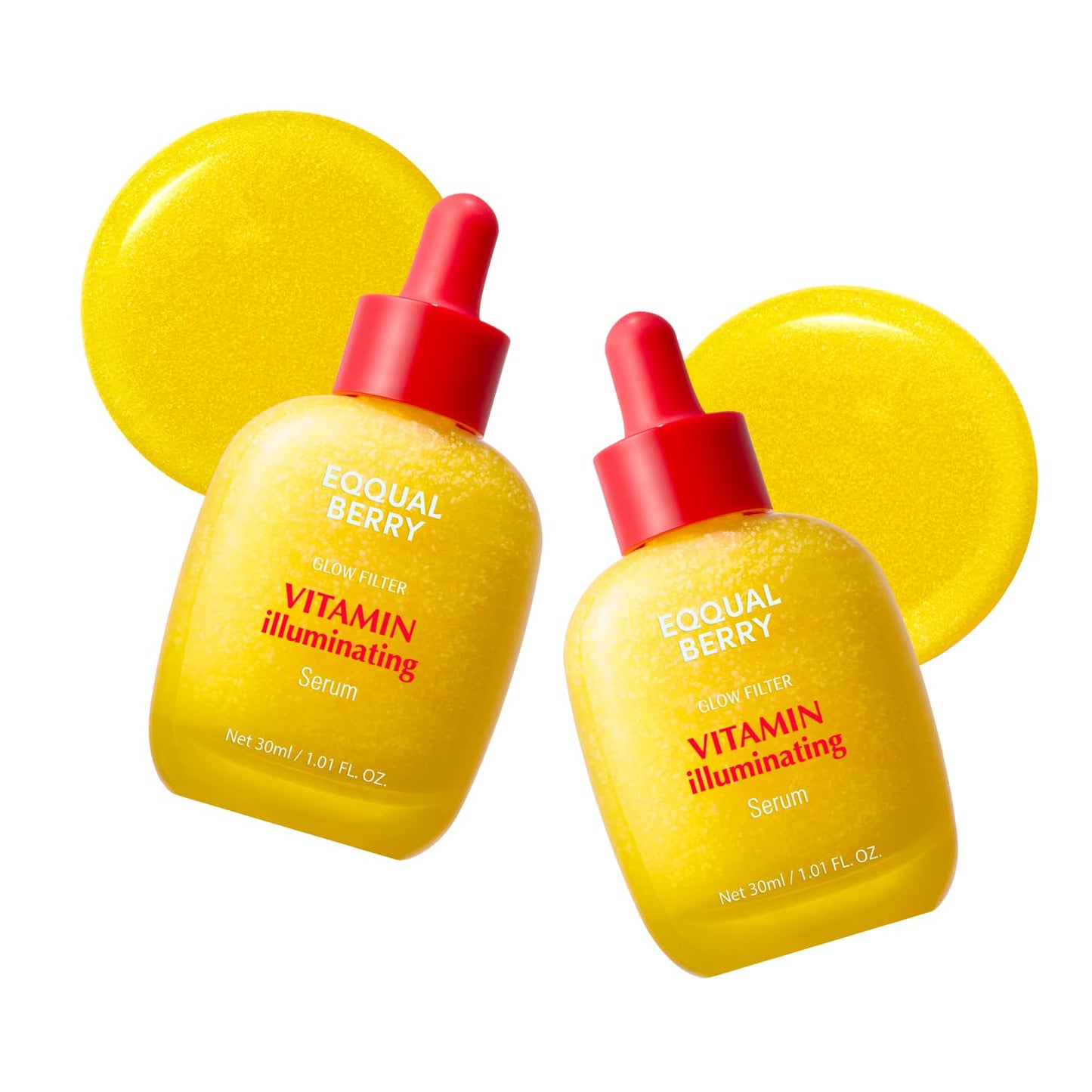 HotEQQUALBERRY Vitamin Illuminating Serum Double Pack | Niacinamide 4% & TXA | Brightening Vitamin C Serum for Glow & Hyaluronic Acid | Dark Spot & Uneven Tone Care | Korean Skincare, 1.01 oz (Pack of 2)