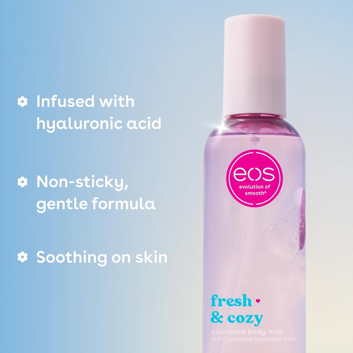 Hoteos Cashmere Body Mist, Fresh & Cozy, Body Spray for Women, Hair Mist, Moisturizing, Hyaluronic Acid, Glycerin, Vegan, Cruelty-free, 6 fl oz