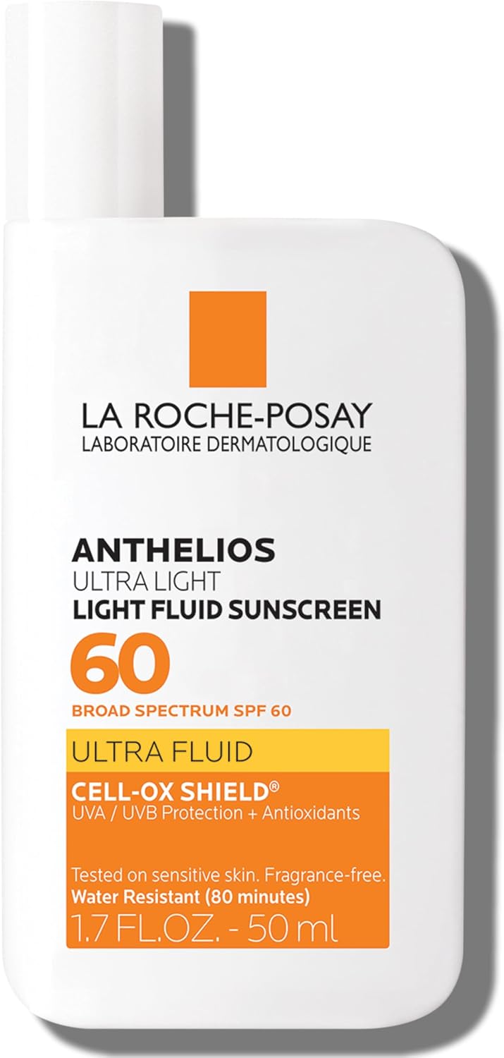 HotAnthelios Light Fluid Facial Sunscreen SPF 60, Lightweight Sunscreen for Face, Fluid Texture, Broad Spectrum SPF