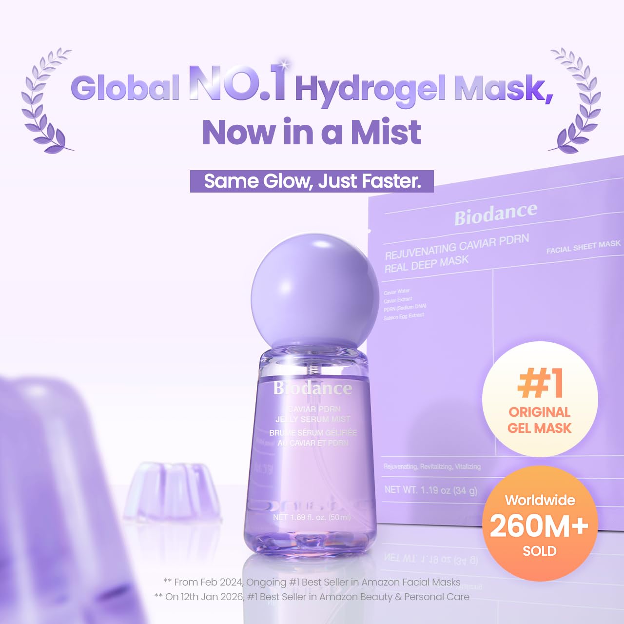 HotBIODANCE Caviar PDRN Jelly Serum Mist, Hydrating Face Mist, Revitalizing & Radiance Face Spray, Sprayable Hydrogel, Travel Essentials & Self Care Gifts for Women, Korean Skin Care | 1.69 fl.oz