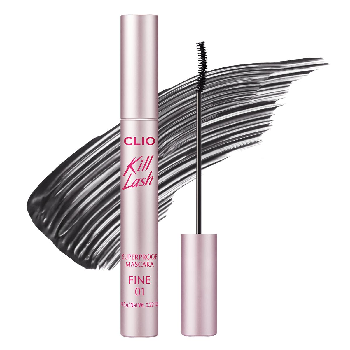 HotCLIO Kill Lash Superproof Mascara, Waterproof Fiber Lengthening for Straight Lashes, Smudge & Flake-Proof, Clump-Free Lash Extension for Lifted Curl, Safe for Sensitive Eyes (001 Long Curling)