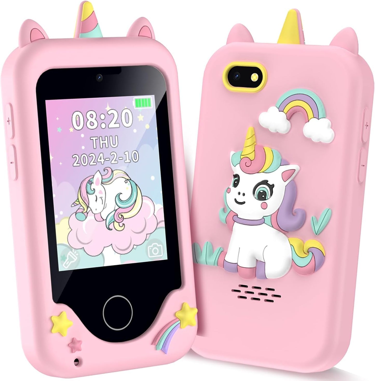 Hot Kids Smart Phone with Dual Camera, Game & Music Player, Toddler Learning Play Toy Cell Phone, Gifts for Girls, Christmas, Birthday, Age 3-10, Light Pink