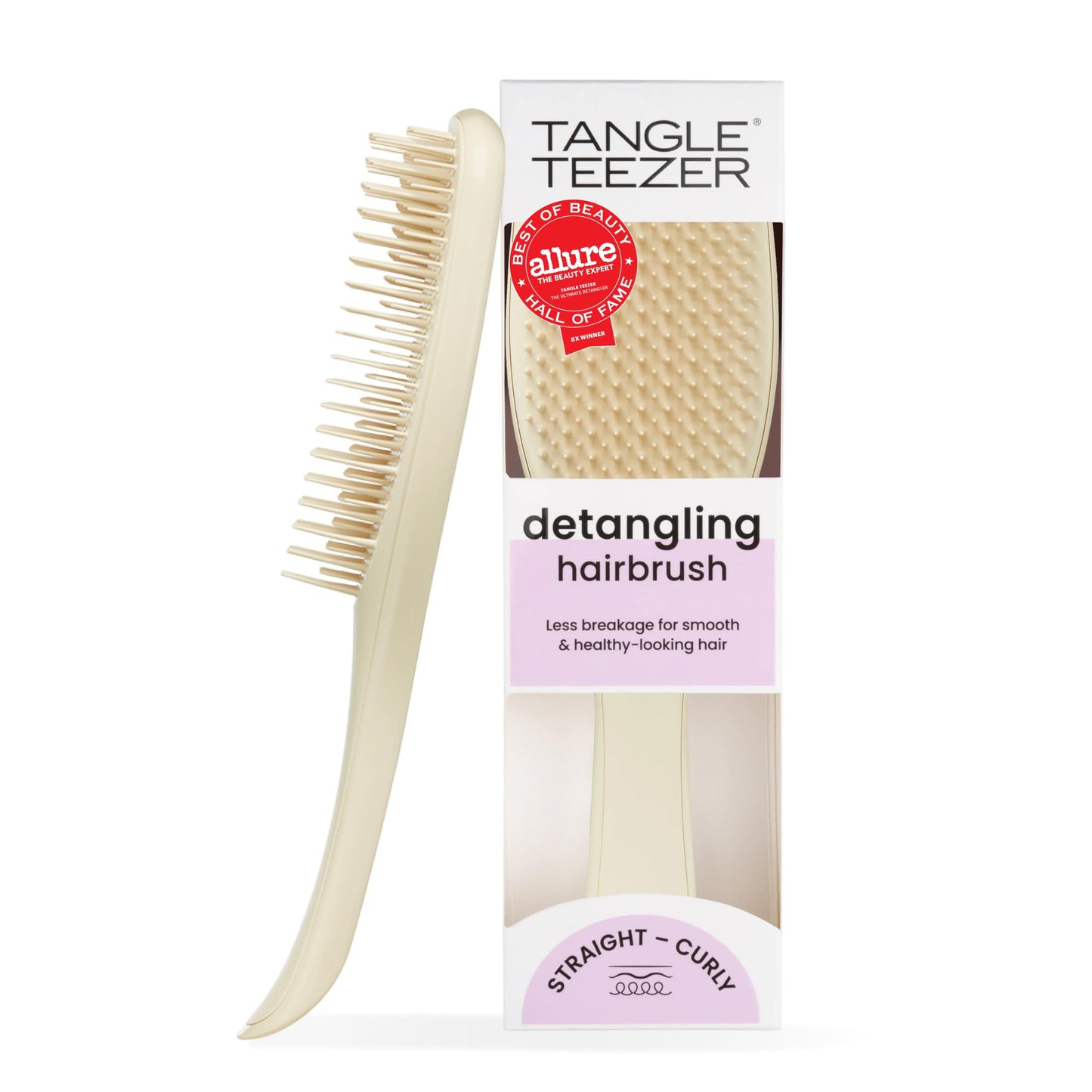HotTangle Teezer Ultimate Detangler Brush, Straight to Wavy, Millennial Pink | Patented two-tier, regular-flex teeth reduce breakage & split ends on wet or dry hair; Shower-friendly hairbrush for all ages