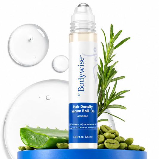 HotBe Bodywise Hair Growth Serum Roll On - 5% Saw Palmetto, 3% Rosemary Oil for Hair Growth, 3% Fenugreek,1% Caffeine Herbasome | Serum for Hair Loss & Hair Regrowth For Men & Women 25ml/0.84 fl oz