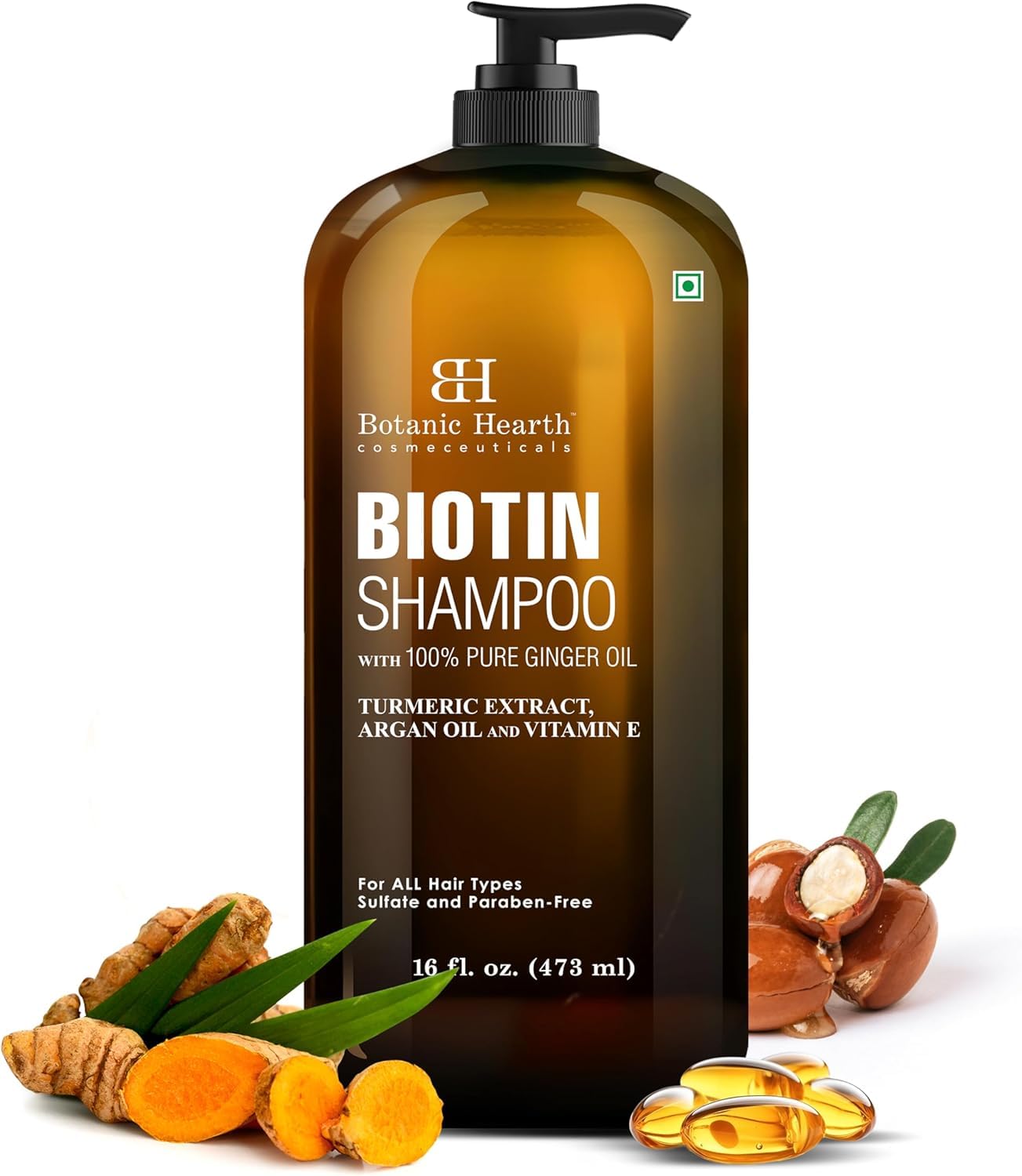 HotBotanic Hearth Tea Tree Shampoo, Vitamin C, Peppermint, Lavender and Rosemary Oil, Fights Dandruff and Dry Scalp, 16 fl oz